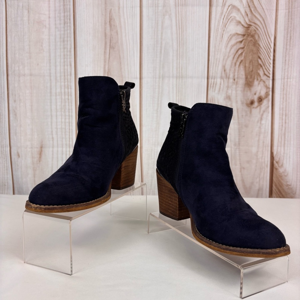 Xti Territory Ankle Boots Suede Chunky Western Casual Booties Blue Sz 36/5.5 - Picture 3 of 15
